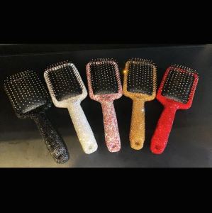 [Local Seller] Rhinestone Bling Hair Brush For Hair Detangling Big Comb Curly Straight Hair Detangling Scalp Massage Pink White