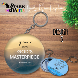 Mirror Badge Keychain / Motivational Bible Verse / Holographic Rainbow Design  58 mm