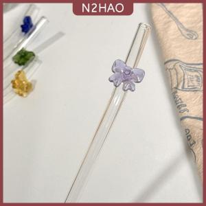 N2HAO 1 ống hút thủy tinh 8mm ống hút uống có thể tái sử dụng ống hút chịu nhiệt hình bướm dễ thương cho lễ hội tiệc cưới Cocktail Bar bãi biển