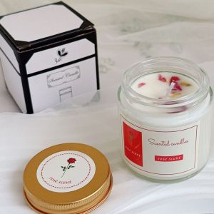 Aromatherapy Candles Soy Candle Scented Rose Sandalwood Home Fragrance with Box Gift Candle Souvenir for Wedding Baptismal Scented Candle