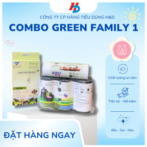 Green Family 1 - Combo Găng Tay + Túi Cuộn Thực Phẩm S + Túi Rác Cuộn S