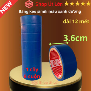 Băng keo simili màu xanh dương rộng 3.6cm dài 12 mét lõi giấy 3mm 1 cây 8 cuộn giá tại xưởng