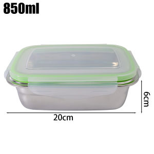 350/550/850ml Food Storage Container Food Grade 304 Stainless Steel Lunch Box Leak proof Silicone Lid Dishwasher Safe Bento Box