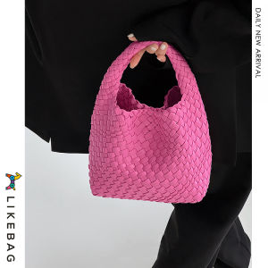 LIKEBAG Fashion Ladies Original Hand Woven Handbag PU Leather Woven women Messenger Bag with woven Small Bag