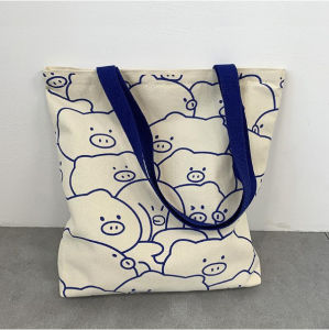 Túi vải đeo vai xách tay túi tote nữ in hình con vật cô gái cute size to mang đi học đi chơi đẹp rẻ