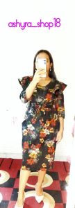 ASH110013 DRESS KATUN STRETCH RUFFLE FREE BELT IMPORT PREMIUM FASHION WANITA