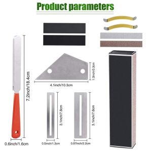 11Pcs/Set Guitar Fingerboard Luthier ToolGuitar Fret Crowning File Stainless Steel Fret Leveling Beam Sanding Leveler Beam and String Spreaders