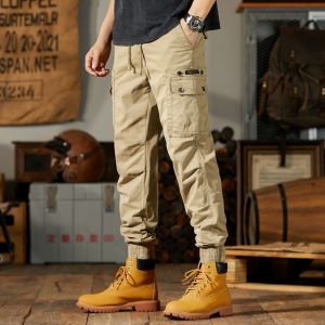 กางเกงคาร์โก้สไตล์วินเทจแนวอเมริกัน ชุดเอี๊ยมลำลองสไตล์เรโทร กางเกงกีฬาลำลองแบบผูกเชือกอเนกประสงค์ระดับไฮเอนด์