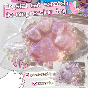 Cartoon Pearl Cat Claw Squeeze Pinching Transparent Toy Cat Claw Stress Relief Kit Cute Cat Paw Slow Rebound Decompression Toy Stress Release Toy Novelty Things for Kids Adults