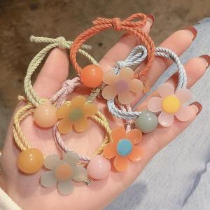 TUmama ยางรัดผมวุ้นดอกไม้น่ารักพร้อมโบว์ผูกที่คาดผมสำหรับสาวๆและผู้หญิงสไตล์เกาหลีหวานๆ