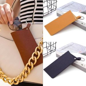 Portable Glasses Bag Sunglasses Protective Cover Leather Glasses Bag with Pulling Ring