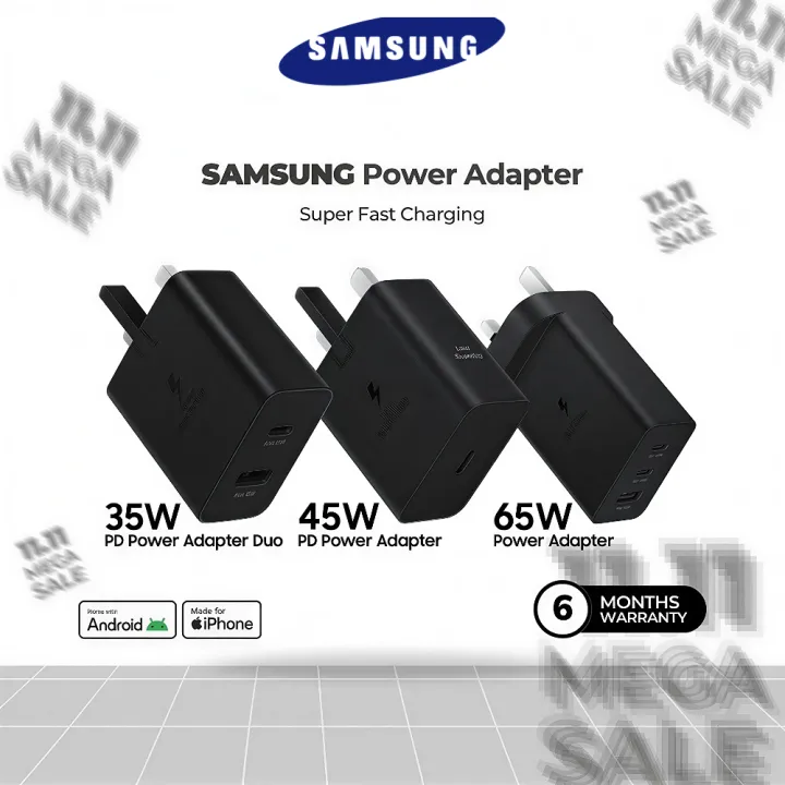 Samsung 65W Original PD Power Adapter Trio Samsung 45W Fast Charger 25W Charger Type C to Type C Cable