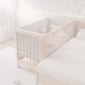 High end solid wood baby bed multifunctional childrens bed movable splicing bed with fence and raised guardrail