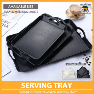 House of EQA Serving Tray High Quality Plastic Serving Tray Food Tray Serving Tray S-L Black and White Wood Grain