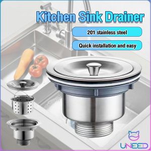 Need Stainless Steel Sink Drain Strainer Kit Kitchen Drain Assembly with Metal Center Knob Basket Stopper Replacement
