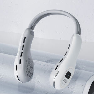 Portable Neck Fan Lazy People Carry Sports Silent mini usb Leafless LED Digital Display Fan with Colorful Atmosphere Light