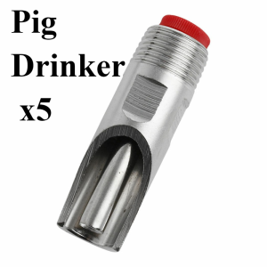 5 PCS Stainless Pig Nipple Drinker with red filter Small Size Pig Water Drinkers Stainless Steel pig drinker