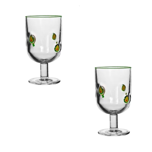 Handcrafted Lemon Print Drinking Glasses 360ml Capacity Shatters Proof Glasswares For Cocktails Parties Table Display