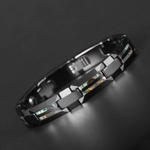 2020 new sale natural abalone color shell tungsten steel cross bracelet fashion jewelry black ceramic mens magnet health bracelet gift for men