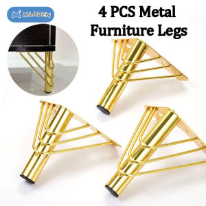 MLADENFurniture Legs Set Of 4 Heavy Duty Metal Gold 15cm Sofa Cabinet Kaki Anti Slip Pad