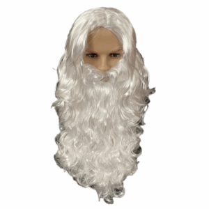 YERZ Funny Santa Claus Wig Beard Creative White/Brown Santa Hair and Beard Set Practical Cute Christmas Cosplay Props Christmas Decorations