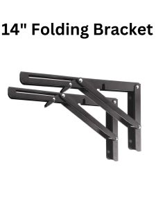 14 Inches 2 PCS Heavy Duty Black Triangle Corner Bending Bracket Adjustable Mounted Wall Bearing Durable Shelf Bracket Triangle Shelf Supports Wall Mounted DIY Stainless Steel Table Bench Floating Shelf Brackets Floating Shelf Brackets Deep Shelf Foldable