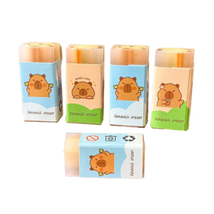 ยางลบ Capybara 5ชิ้นยางลบดินสอรูปสัตว์น่ารักทำความสะอาดง่ายและพกพาเพื่อการแก้ไขที่แม่นยำ