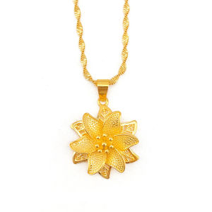 Tong Teng Jewelry 24K Open Screen Pendant Necklace Woman 916 Gold Plated