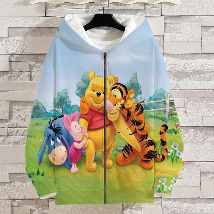 New Cartoon Anime Winnie the Pooh Zip Hoodies Men Women