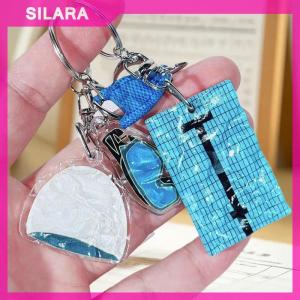 SILARA 1Pcs Swimming Hat Car Key Ring Creative Swimming Pool Wavy Keychain Decoration Bag Pendant Swimmers Gift