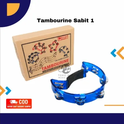 Alat Musik Tamborin Kecrek Single Warna Biru Tambourine Remaja Kecrekan Dangdut Ketipung Kasidah Qosidah Khasida