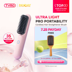 TYMO PORTA PRO Cordless Hair Straightener Brush Comb | Negative Ion | Anti-Frizz | Anti-Scald | Lightweight | Fast Heat