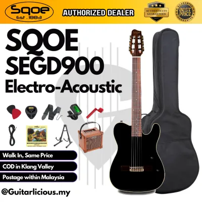SQOE Spain SEGD900 Electroacoustic Silent Nylon Guitar with Piezo Pickups Solid Spruce Top Black / SEGD 900