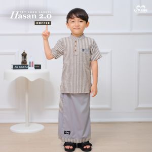 Setelan Koko Sarcel Hasan 2.0 - Atasan & Sarcel Lebaran Anak Cowok Motif Salur