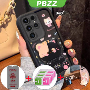 Feadship Case for samsung s22 ultra S22 plus s22 5g phone casing Softcase Silicone shockproof Cover new design aesthetic with holder Ceramic Privacy Resistant Tempered Glass cute pink cat for girls JTFKMZJ1