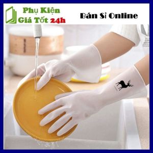 Găng Tay Cao Su Bọc Nỉ Dài Tay - Găng Tay Con Hươu Cao Su Siêu Dai Rửa Chén  Rửa bát  Giặt Giũ Bảo Vệ An Toàn Cho Đôi Tay - Bao Tay Cao Su Bo Chun Siêu Dai  Siêu Bền Loại Tốt