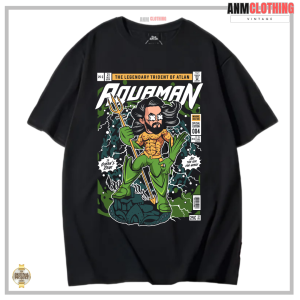 AnM Clothing - Tshirt Vintage Aquaman - Kaos Pria Wanita Reguler fit Desain Komik Bahan Cotton Combad 24 S Size M-XXL