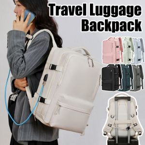 DINAH ช่องเก็บรองเท้าแยกอิสระ กระเป๋าเดินทางแบบเป้ พอร์ตชาร์จ USB ภายนอก แผ่นรองหลังฟองน้ำ กระเป๋าขึ้นเครื่องความจุขนาดใหญ่ ระบายอากาศได้ดี กระเป๋าหลายช่อง กระเป๋าแล็ปท็อปไนลอน ห้องโดยสารเครื่องบิน