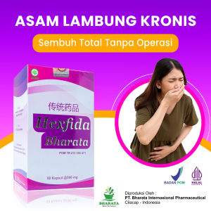 Obat Maag Kronis Asam Lambung Tinggi Paling Ampuh Hexfida Bharata Kemasan isi 50 kapsul BPOM Halal