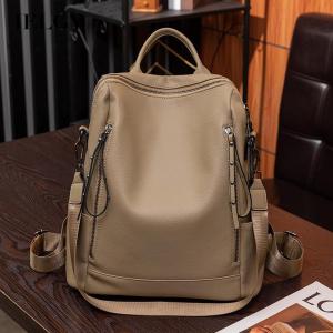 IELGY womens korean style simple leisure travel soft leather backpack
