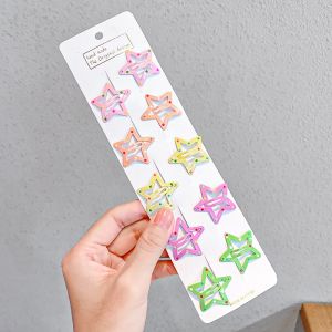 10 packs of childrens BB hair clip female metal paint bangs clip candy color star hair accessories