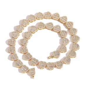 ESKEEM Hip Hop Jewelry in Stock 12MM Wide Iced Out Heart Shaped Necklace Set with Zircon Shining Exquisite Couple Style Necklace
