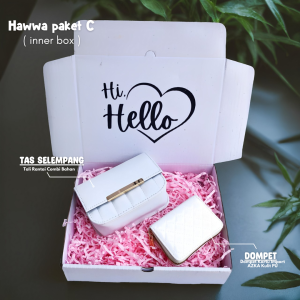 Kado Ulang Tahun Cewek Hampers wisuda anniversary tas selempang wanita warna putih free kartu ucapan