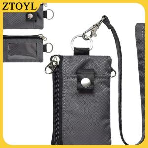ZTOYL Người Giữ Huy Hiệu Với Cửa Sổ ID Ví Nhỏ Không Thấm Nước Chống Trộm Du Lịch Keychain Ví Người Đàn Ông Phụ Nữ Mỏng Zip Thẻ Dây Buộc Ví