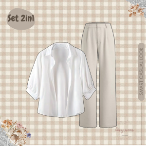 Outfit Set 3in1 Kekinian (Blouse Basic - Vest Korea Style - Celana Knit) Setelan Wanita Kerja - LW04