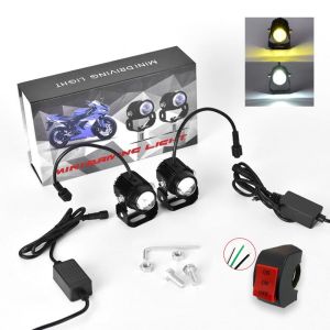 Motorcycle lights LED Mini Driving Light White+Yellow A Pair of Universal High quality 20Wx2 Ballast