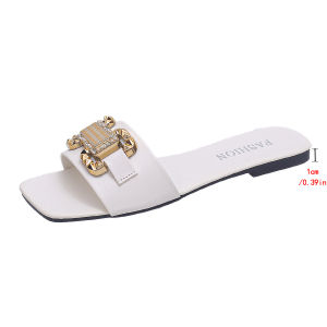 Free Shipping Plus-Size WomenS Sandals 2026 Summer New Style With Metal Buckle Flat Sole And A Casual Design Suitable For Wearing Outdoors And On The Beach