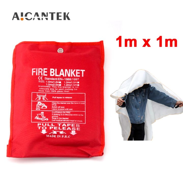 1M X 1M Fiberglass Fire Blanket Fire Flame Retardant Emergency Survival ...