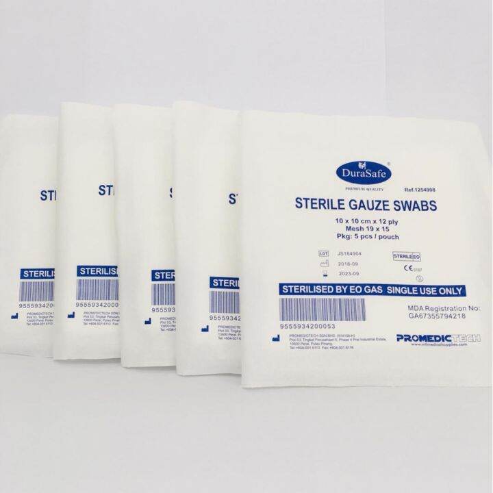 Durasafe Sterile Gauze Swab 12ply [ Size: 10cm ] (5pcs/pkt) | Lazada