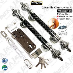 gagang pintu rumah 1 set kunci panjang 37 cm handel pintu / hendel pintu / tarikan pintu / pegangan pintu rumah / pegangan pintu rumah / gagang pintu / handle pintu / pegangan pintu rumah 2 pintu